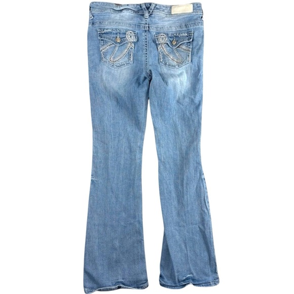 Vanity Y2K Low Rise Blue Distressed Jeans Fancy Pockets Premium Collection 29 - Picture 3 of 13